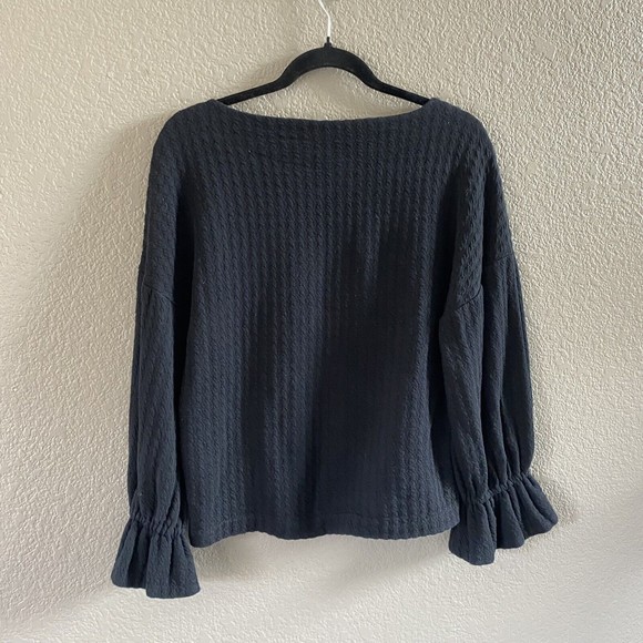 Belle Vere Anthropologie Long Sleeve Top Ribbed Bell Sleeve Black boho XS - Picture 5 of 12